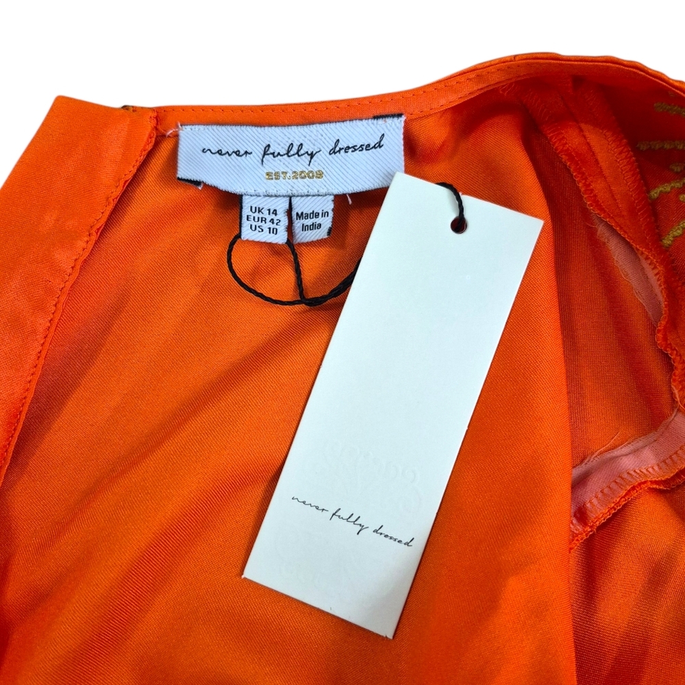 NEVER FULLY DRESSED Orange Genisis Sequin Embroidered Mini Dress 10 - Picture 7 of 8
